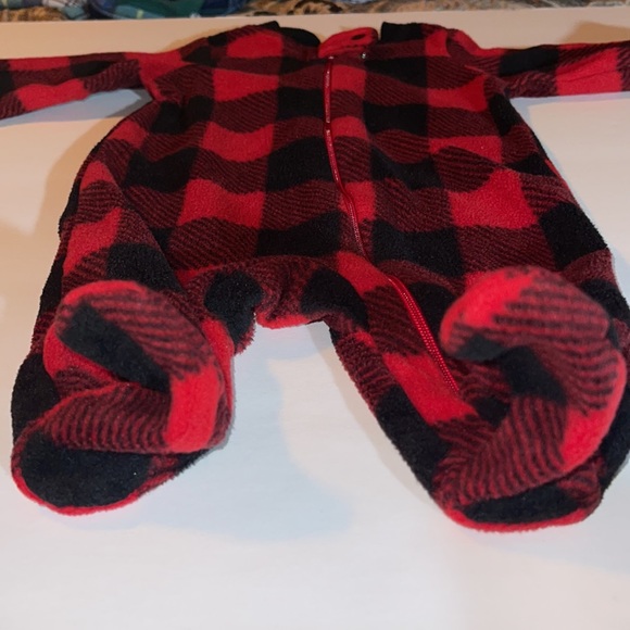 Garanimals newborn one piece Footie red and black check fleece full zip 🦬 check - Picture 3 of 4